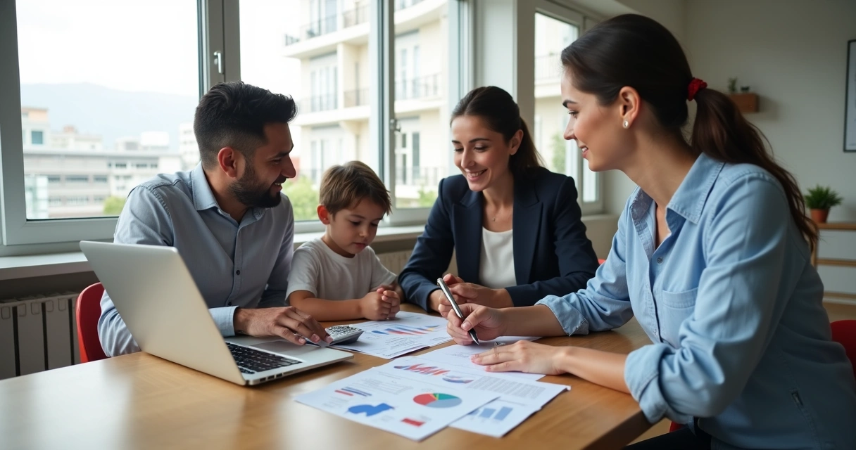 Família brasileira revendo planejamento financeiro com corretor de seguros