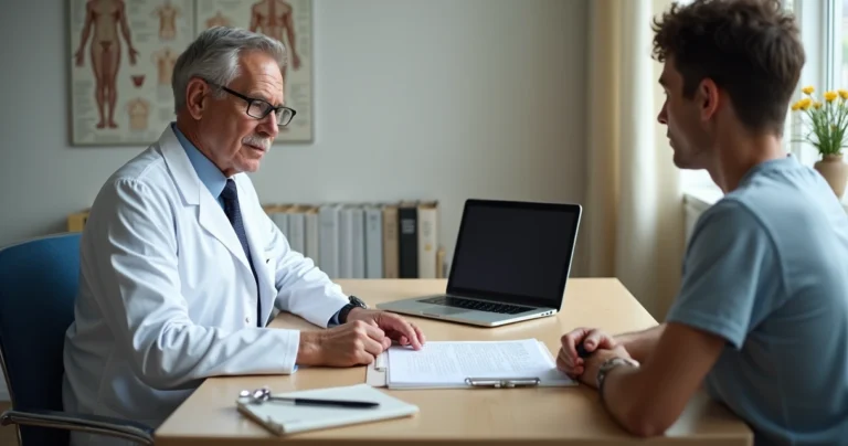 Médico apresenta termo de recusa para paciente em consultório
