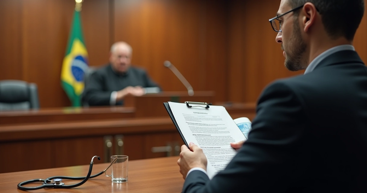 Julgamento no tribunal focado em caso de saúde infantil 
