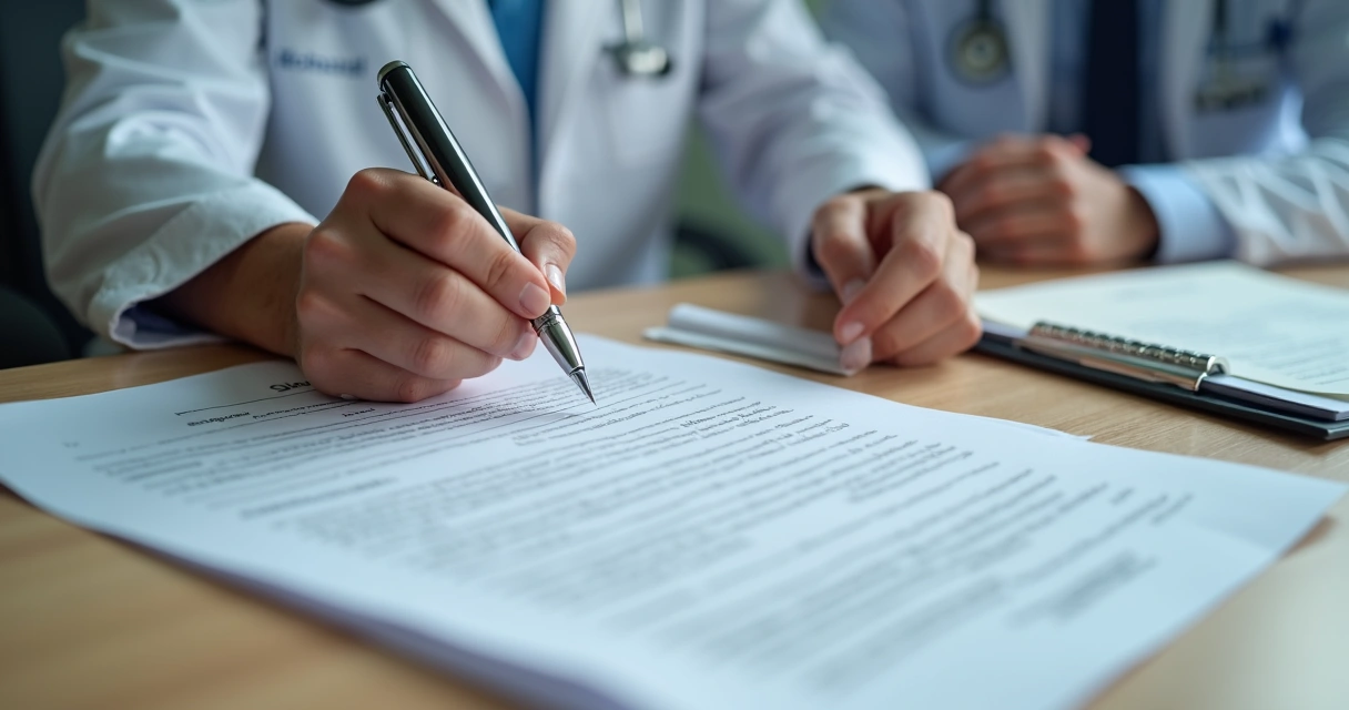 Paciente assinando termo de recusa de tratamento médico